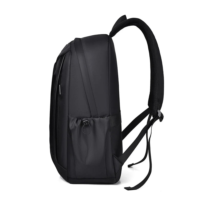 Black backpack on a white background