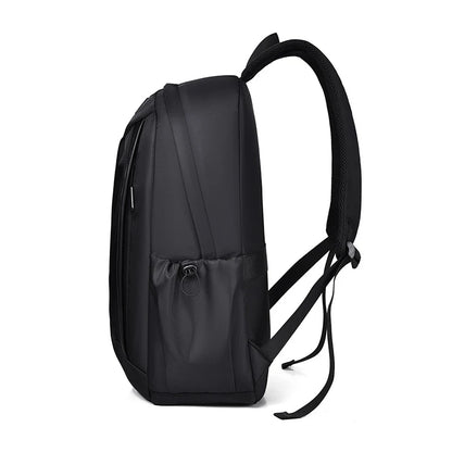 Black backpack on a white background