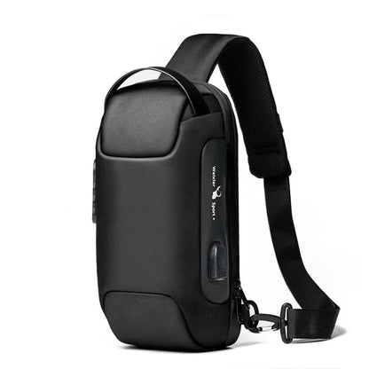 Black shoulder bag with WEIXIER branding on a white background
