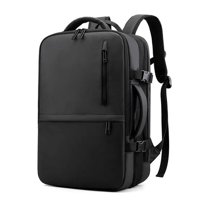 Black backpack on a white background