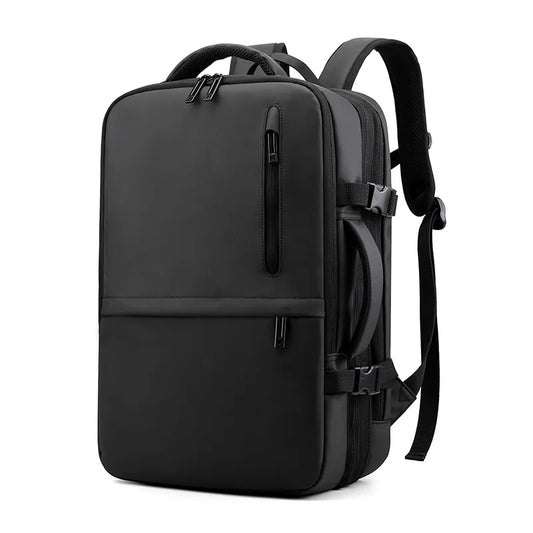 Black backpack on a white background