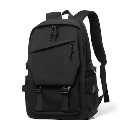 Black backpack on a white background