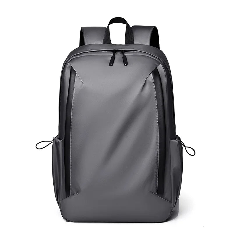 Gray backpack with black accents on a white background