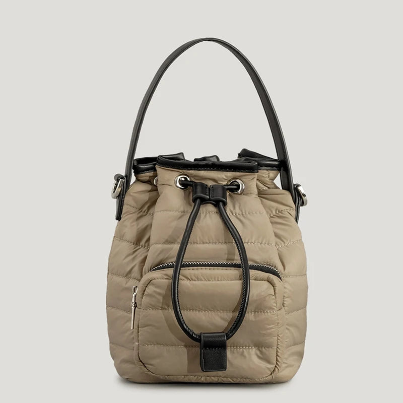 Quilted Nylon Padded Bucket Bag