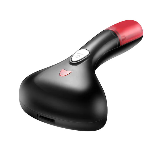 Black and red handheld vacuum cleaner on a white background