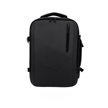 Black backpack on a white background