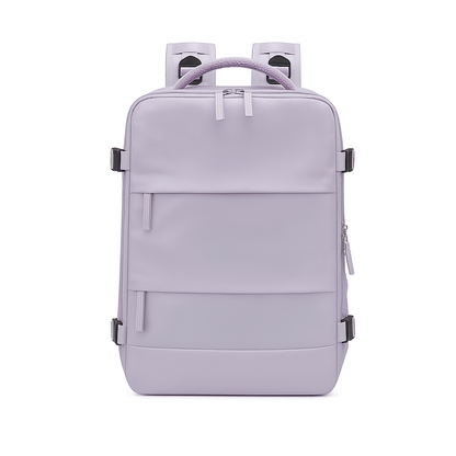 Lavender purple backpack with straps on a white background