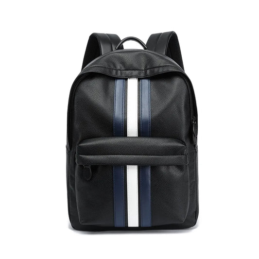 Men’s Striped PU Leather Backpack