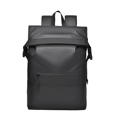 Black backpack on a white background
