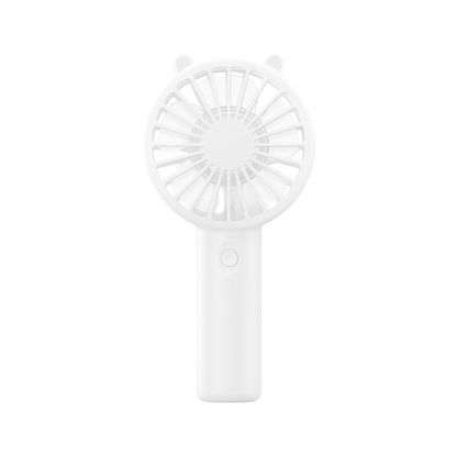 White handheld fan on a white background
