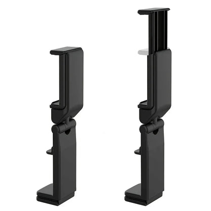 Two black phone holders on a white background