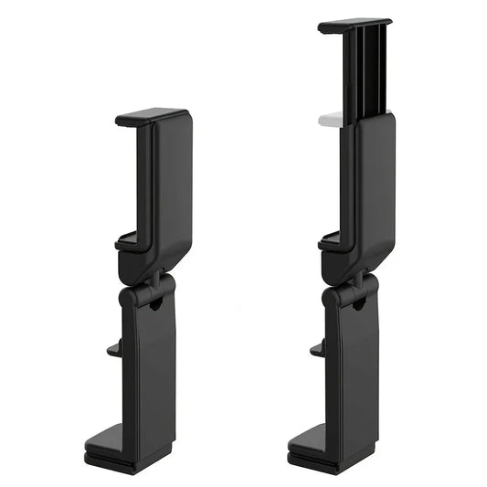 Two black phone holders on a white background