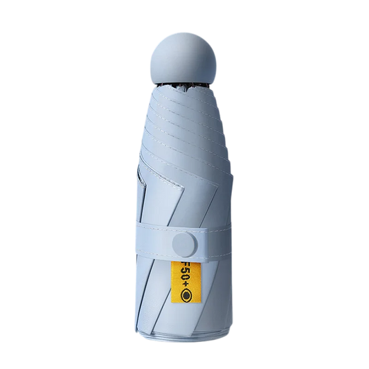 Collapsible water bottle with a gray cap and wrap on a white background